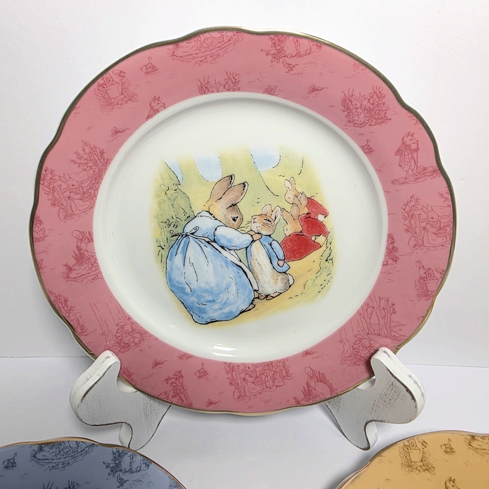 Peter Rabbit Pink Accent Decorative Plate with Gold Trim